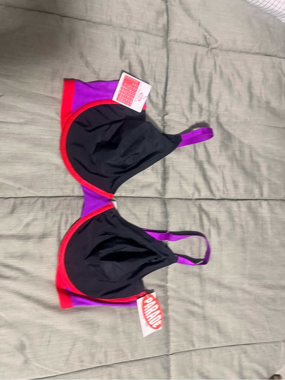 Parade Color block Underwire Bra 3X in Black, Purple & Red
